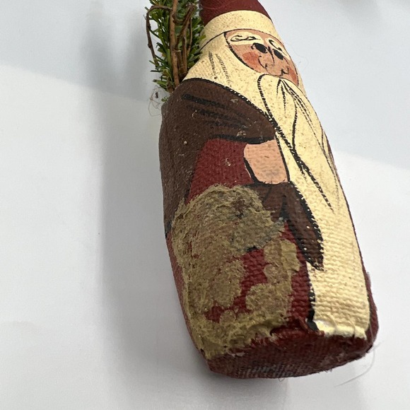 Vintage Lot 5 Christmas Santa Claus Figurines Primitive Old World Wooden Plush - Picture 7 of 14